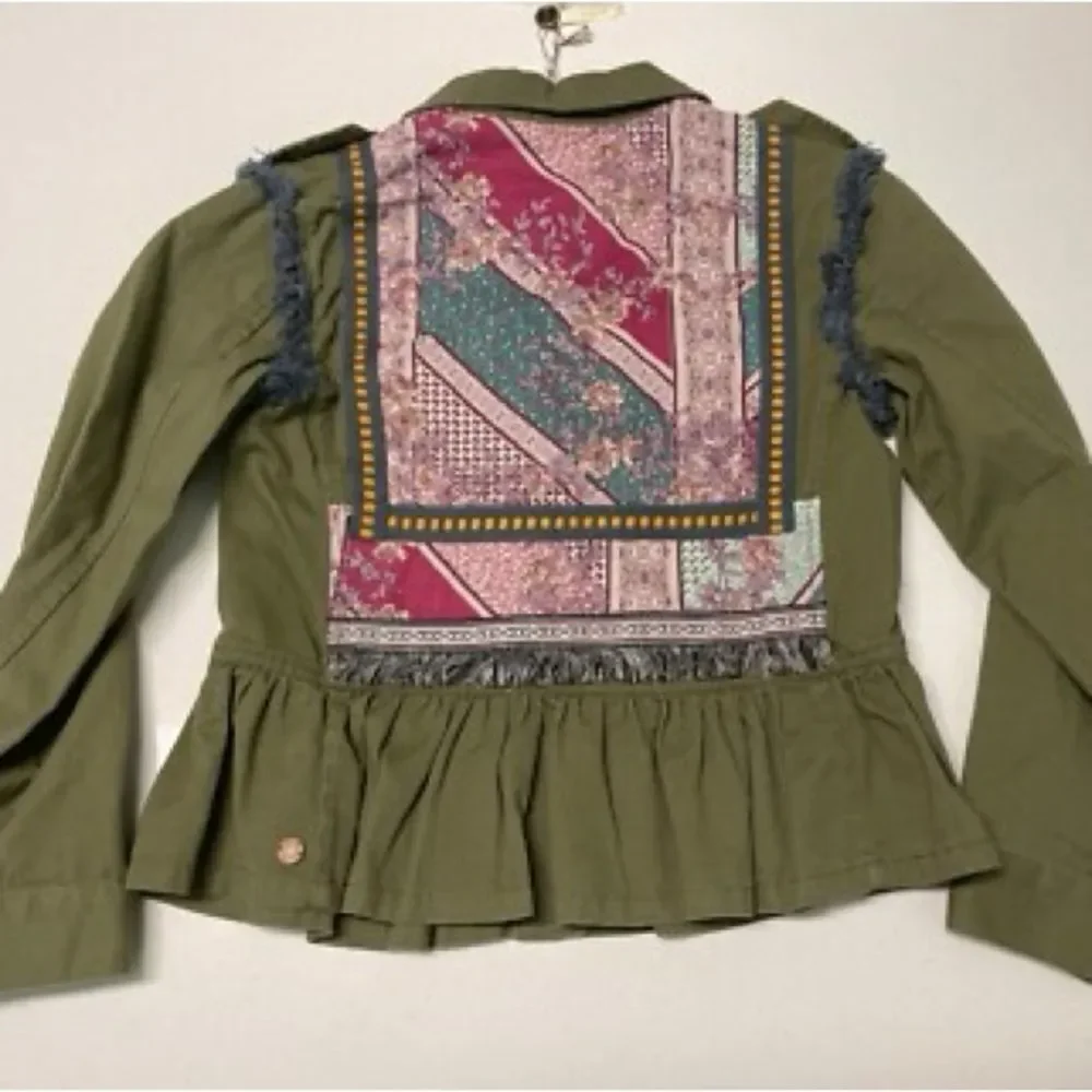 Matilda Jane 435 Varsity Jacket Olive Green Jacket with Fringe Details